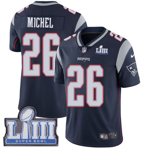Men New England Patriots #26 Michel blue Nike Vapor Untouchable Limited 2019 Super Bowl LIII NFL Jerseys->new england patriots->NFL Jersey